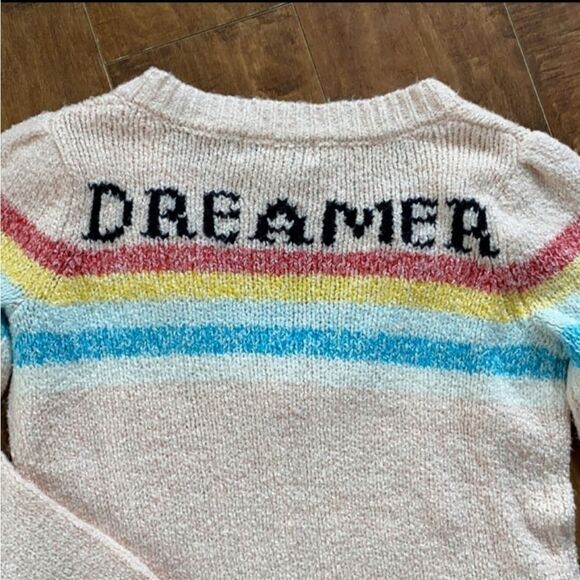 WILDFOX DREAMER RAINBOW STRIPE V NECK KNIT DISTRESSED SWEATER - Picture 12 of 12